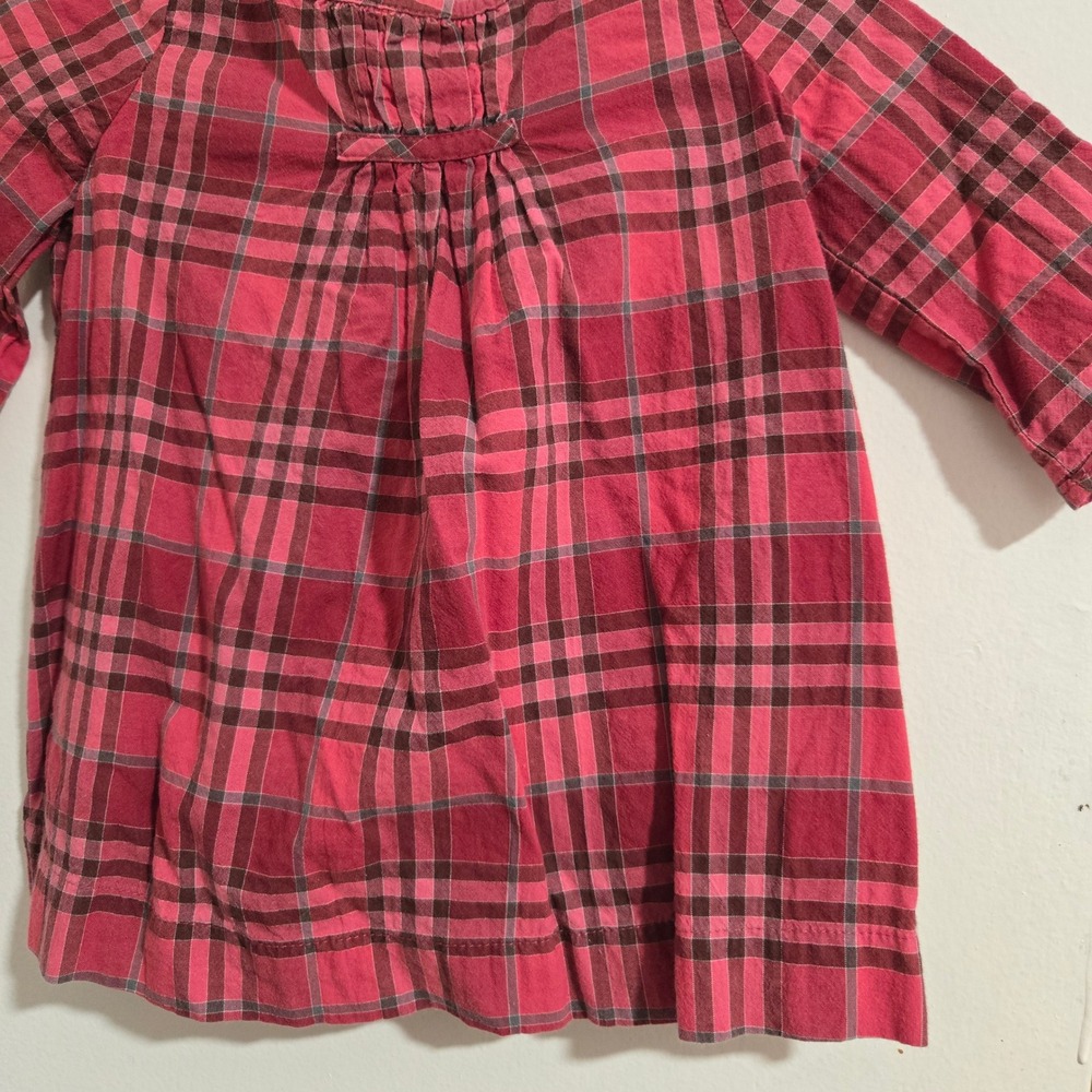 Burberry Children's Pink Plaid 6M Baby Girl Dress Long Sleeve Buttons Back‎ - Picture 2 of 7
